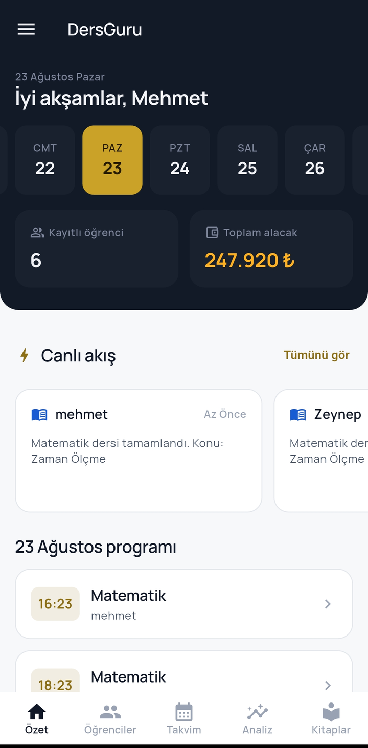 DersGuru Arayüzü